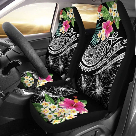 Polynesian American Samoa Car Seat Covers - Summer Plumeria (Black) - 105905 - YourCarButBetter