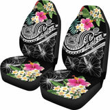 Polynesian American Samoa Car Seat Covers - Summer Plumeria (Black) - 105905 - YourCarButBetter