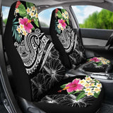 Polynesian American Samoa Car Seat Covers - Summer Plumeria (Black) - 105905 - YourCarButBetter