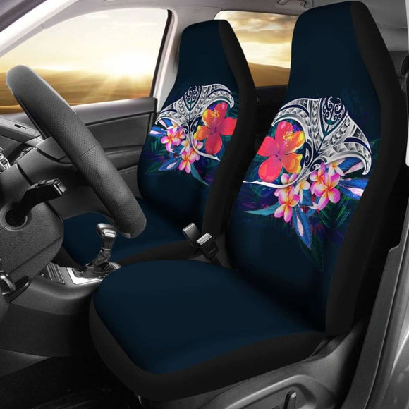 Polynesian Car Seat Covers - Manta Ray And Hibiscus - 232125 - YourCarButBetter