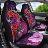 Polynesian Car Seat Covers - Purple Hibiscus Turtle Flowing - 105905 - YourCarButBetter