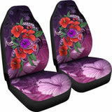 Polynesian Car Seat Covers - Purple Hibiscus Turtle Flowing - Amazing 091114 - YourCarButBetter