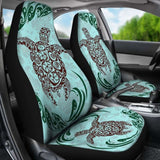 Polynesian Car Seat Covers - Turtle Tattoo Green Wave - 105905 - YourCarButBetter