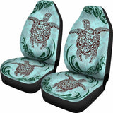 Polynesian Car Seat Covers - Turtle Tattoo Green Wave - 105905 - YourCarButBetter