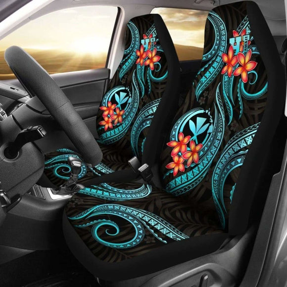Polynesian Hawaii Car Seat Covers Turquoise Plumeria 105905 - YourCarButBetter