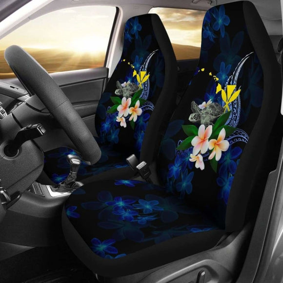 Polynesian Hawaii Car Seat Covers - Turtle With Plumeria Flowers - 091114 - YourCarButBetter