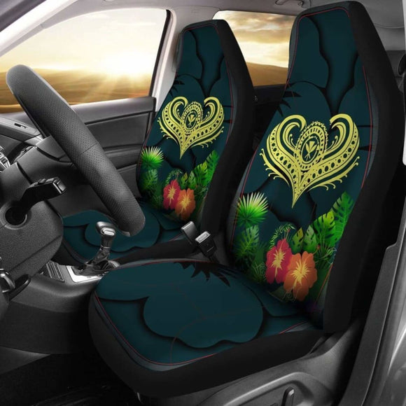 Polynesian Hawaii Kanaka Maoli Car Seat Cover - Heart With Hibiscus - 232125 - YourCarButBetter