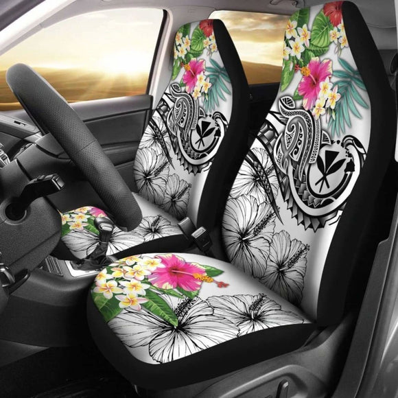 Polynesian Hawaii Kanaka Maoli Car Seat Covers - Summer Plumeria (White) - 105905 - YourCarButBetter