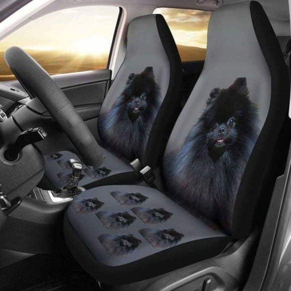 Pomeranian Car Seat Covers Black 195016 - YourCarButBetter
