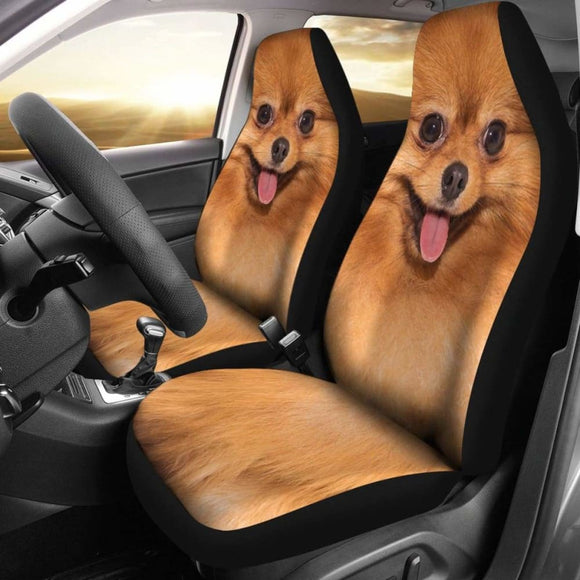 Pomeranian Dog Car Seat Covers Funny Face 195016 - YourCarButBetter