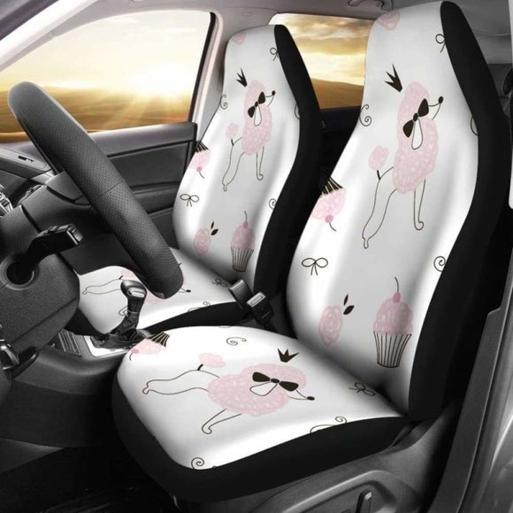 Poodle Art Patterns In White Theme Car Seat Covers 110424 - YourCarButBetter