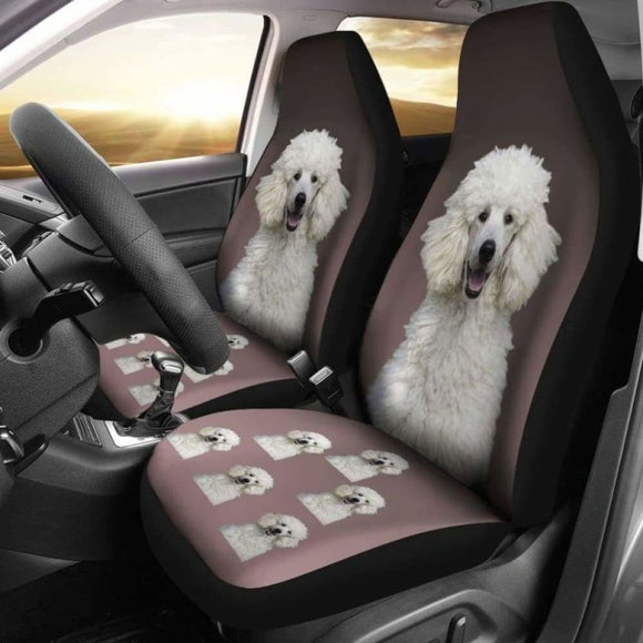 Poodle Car Seat Cover White 110424 - YourCarButBetter