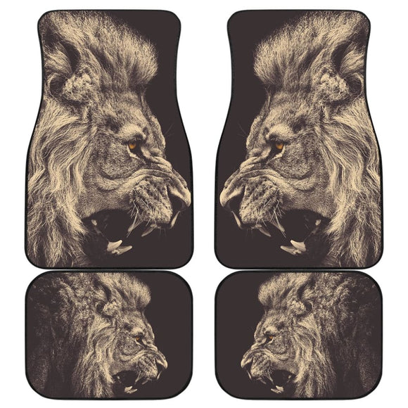 Powerful Angry White Lion Car Floor Mats Gift Ideas 212701 - YourCarButBetter