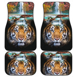 Powerful Brown Tiger with Amazing Waterfall Car Floor Mats 210102 - YourCarButBetter