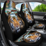 Powerful Brown Tiger with Amazing Waterfall Car Seat Covers 210102 - YourCarButBetter