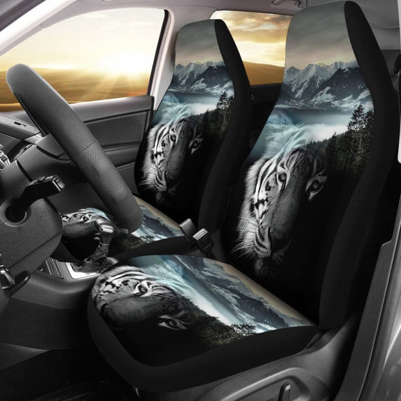 Powerful White Tiger with Amazing River Car Seat Covers 210102 - YourCarButBetter