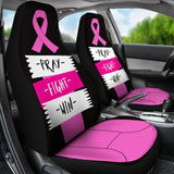 Pray Fight Win Pink Ribbon Breast Cancer Car Seat Covers 550317 - YourCarButBetter