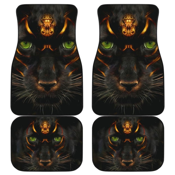 Premium Panther Awesome With Green Eyes Car Floor Mats 212601 - YourCarButBetter