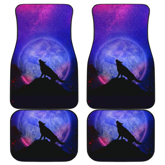 Pretty Galaxy Wolf Howling Universe Print Car Floor Mats 212003 - YourCarButBetter
