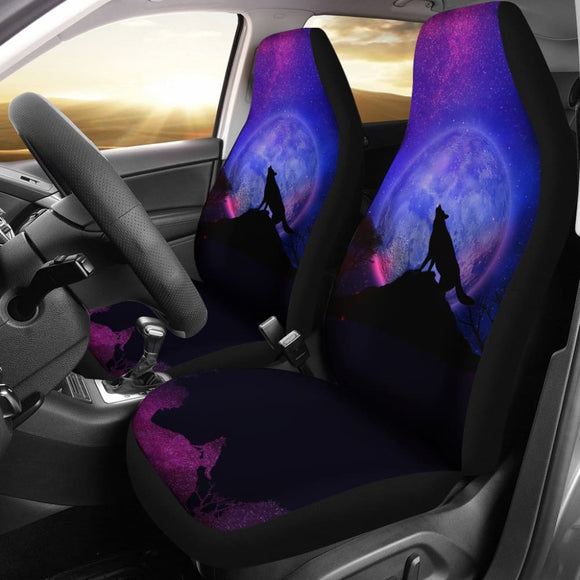 Pretty Galaxy Wolf Howling Universe Print Car Seat Covers 212003 - YourCarButBetter