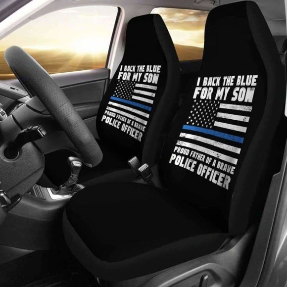 Proud Father Of A Police Officer Car Seat Covers 101819 - YourCarButBetter