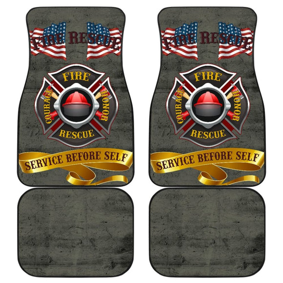 Proud To Be A Firefighter - Fire Rescue Hero - Service Before Self Car Floor Mats 210401 - YourCarButBetter