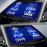 Proverbs 31 Blue White She Is Clothed With Strength And Dignity Car Auto Sun Shades 211901 - YourCarButBetter
