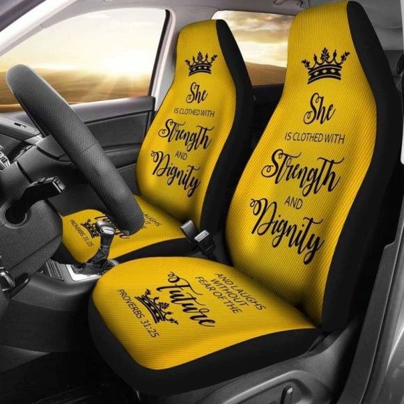 Proverbs 31 Woman Car-Suv Seat Cover- Gold-Black 153908 - YourCarButBetter