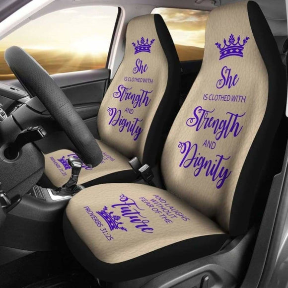 Proverbs 31 Woman Car-Suv Seat Cover-Tan-Purple 153908 - YourCarButBetter