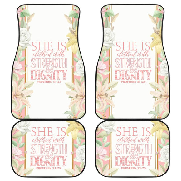 Proverbs 31:25 She Is Clothed With Strength And Dignity Car Floor Mats 211305 - YourCarButBetter