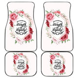 Proverbs 31:25 She Is Clothed With Strength And Dignity Custom Pink Flowers Themed Car Floor Mats 211305 - YourCarButBetter