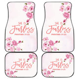 Proverbs 31:25 She Is Fearless Custom Pink Flowers Themed Car Floor Mats 211305 - YourCarButBetter