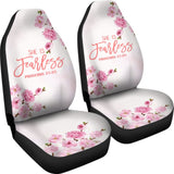 Proverbs 31:25 She Is Fearless Custom Pink Flowers Themed Car Seat Covers 211305 - YourCarButBetter