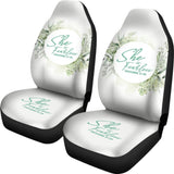 Proverbs 31:25 She Is Fearless Woman And Flower Lovers Car Seat Covers 211305 - YourCarButBetter