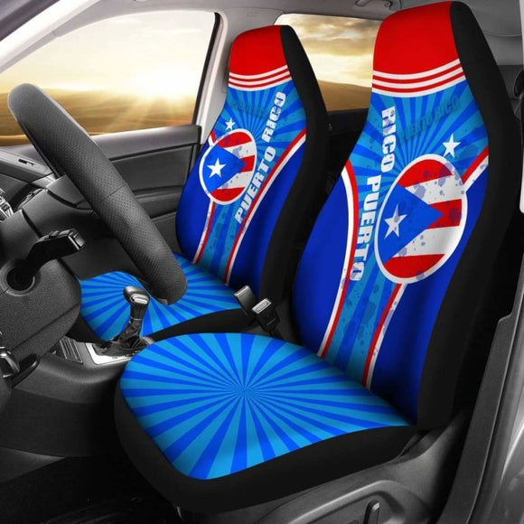 Puerto Rico Car Seat Covers Circle Stripes Flag Version 13 221205 - YourCarButBetter