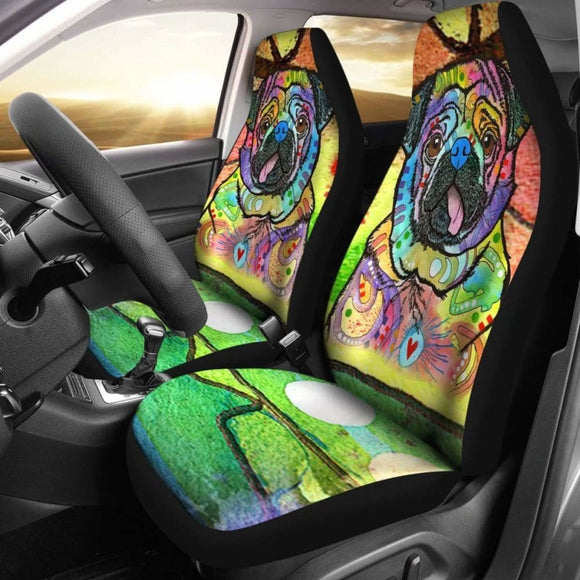 Pug Design Car Seat Covers Colorful Back 102918 - YourCarButBetter