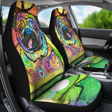 Pug Design Car Seat Covers Colorful Back 102918 - YourCarButBetter