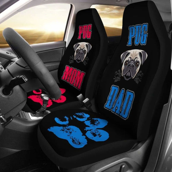 Pug Mom And Dad Car Seat Covers 102918 - YourCarButBetter