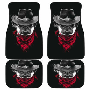 Pugdog Funny Cowboy In Black Theme Car Floor Mats 102918 - YourCarButBetter