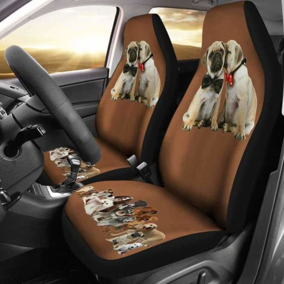 Pugs love Car Seat Covers Set Of Two 102918 - YourCarButBetter