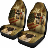 Pugs US Flag Car Seat Covers Set Of Two 102918 - YourCarButBetter