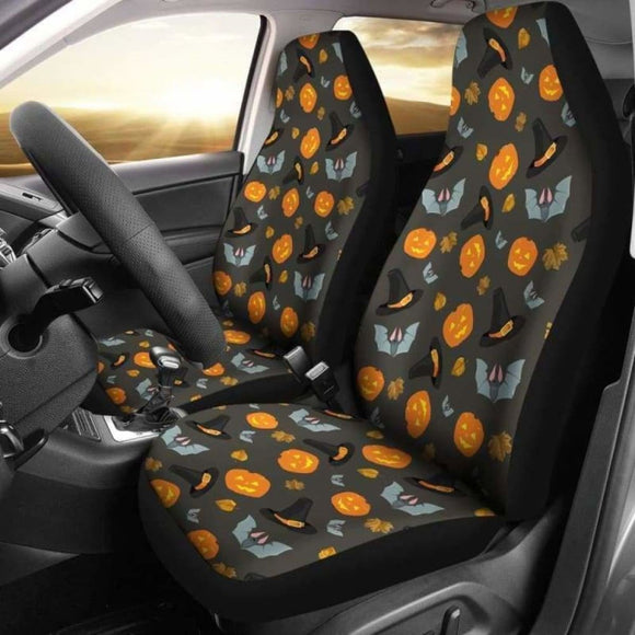 Pumpkin Bat Halloween Car Seat Covers 102802 - YourCarButBetter