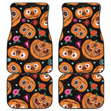 Pumpkin Flowers Spiderweb Halloween Theme Front And Back Car Mats 102802 - YourCarButBetter