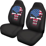 Punisher Skull American Flag Car Seat Covers 213003 - YourCarButBetter