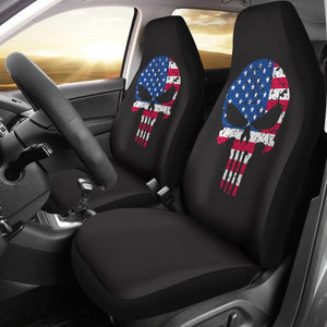 Punisher Skull American Flag Car Seat Covers 213003 - YourCarButBetter