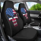 Punisher Skull American Flag Car Seat Covers 213003 - YourCarButBetter