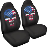 Punisher Skull American Flag Car Seat Covers 213003 - YourCarButBetter