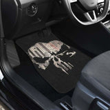 Punisher Skull Map In Black Theme Car Floor Mats 182417 - YourCarButBetter