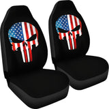 Punisher Skull Military American Flag Car Seat Covers 213003 - YourCarButBetter