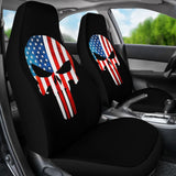 Punisher Skull Military American Flag Car Seat Covers 213003 - YourCarButBetter